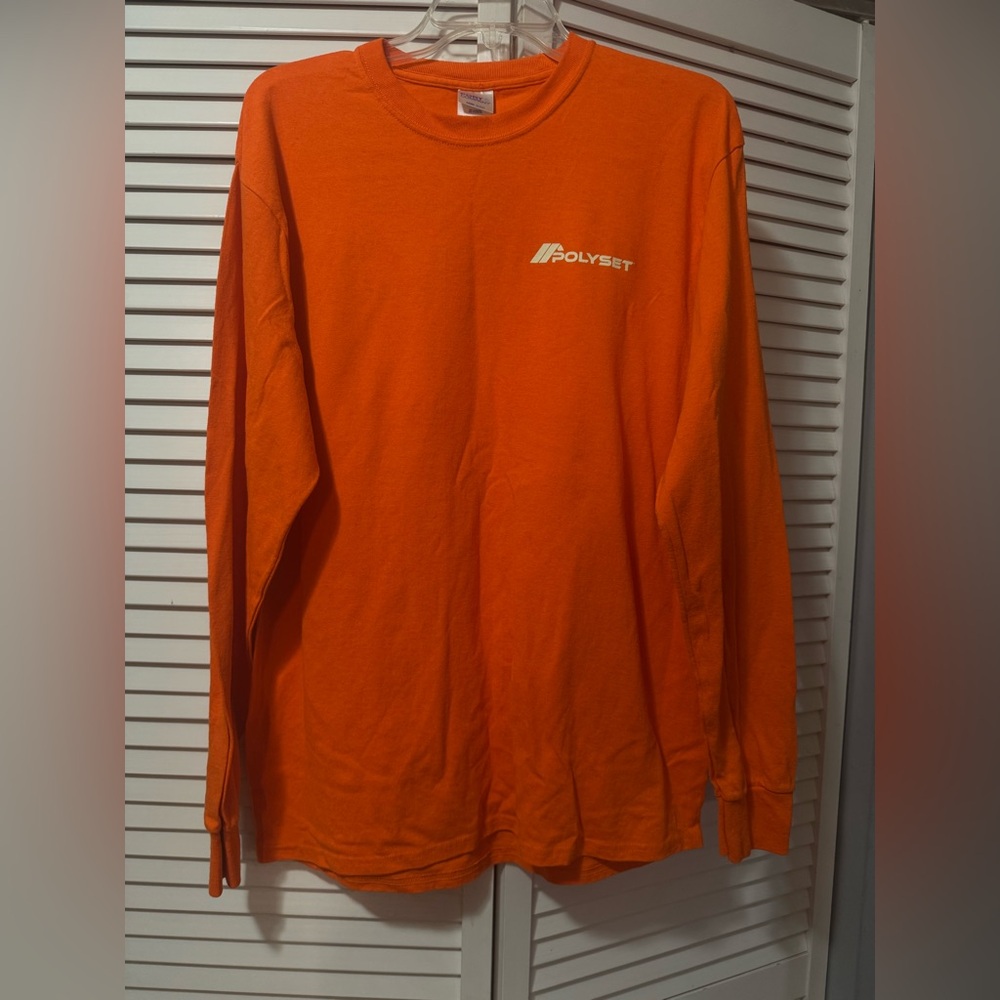 Confidence In Polyset Long Sleeve Men Orange Shirt Size L